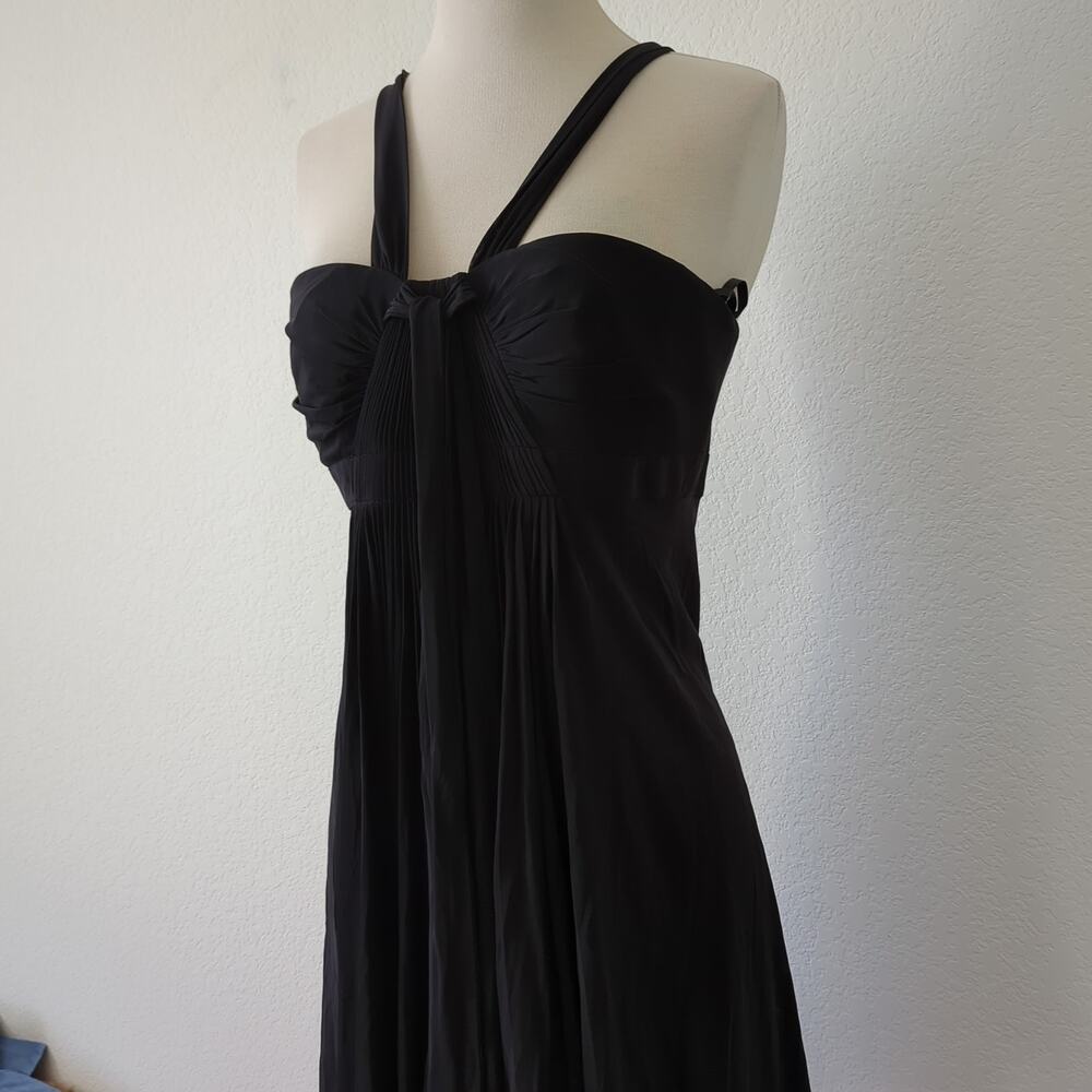 BCBG Maxazria Womens Black Pleated Mini Dress V-Neck Jersey Stretch Medium VTG - Picture 6 of 11